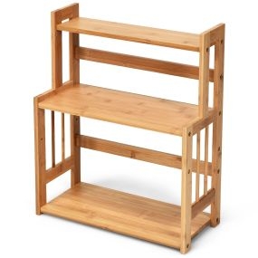 Especiero de bambú con 3 niveles, repisas abiertas y superficie impermeable 41,5 x 18 x 50 cm