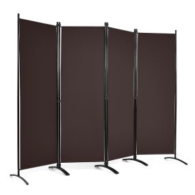 Biombo plegable de 4 paneles de tela marrón 220 x 51 x 173 cm