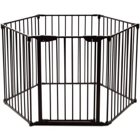 Puerta de seguridad plegable de metal para chimenea y escalera 3,8 m negro