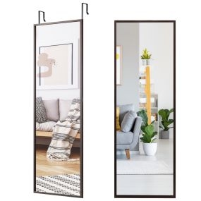 Espejo de cuerpo entero para pared con 2 ganchos regulables 107 x 1,5 x 36,5 cm