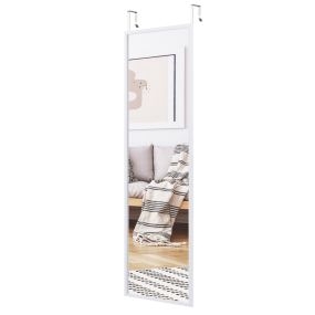 Espejo de cuerpo entero para pared con 2 juegos de ganchos regulables blanco 107,4 x 1,5 x 36,5 cm