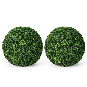 Set de 2 piezas planta artificial bola topiaria de boj 48 cm verde para porches balcones y jardines