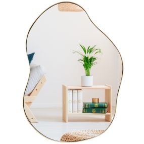 Espejo de pared asimétrico con tablero trasero 78 x 56,5 cm dorado