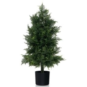 Árbol topiario artificial de cedro 80 cm con maceta de plástico para interiores