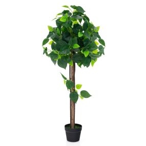 Árbol artificial de 114 cm para interior con tronco de madera y hojas realistas verdes
