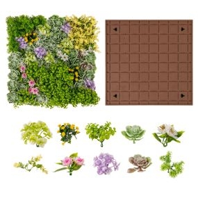 Juego de 2 plantas falsas con marco de follaje artificial, 10 tipos, suculentas colgantes mixtas para decoración de pared exterior y balcón