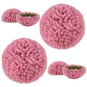 2 bolas topiario artificiales de eucalipto morado 44 cm 7 capas hojas esfera jardín rosa