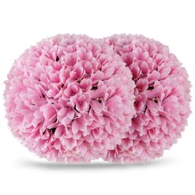 Juego de 2 bolas topiario artificiales decorativas 28 cm rosa para interior y exterior con protección solar
