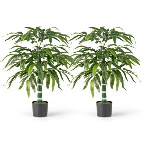 Set de 2 árboles artificiales de bambú de 100 cm con maceta de plástico y ramas ajustables
