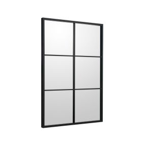 Espejo de pared decorativo 100 x 70 cm con marco de metal negro y cristal a prueba de explosiones