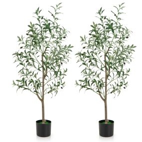 Set de 2 árboles artificiales de olivo de 130 cm en maceta con frutas realistas para interior