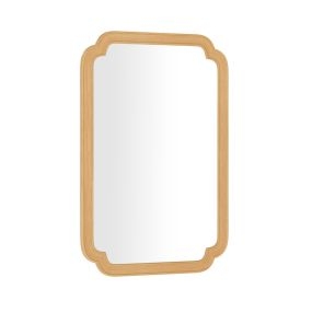 Espejo decorativo rectangular 90 x 60 cm con esquinas redondeadas y doble curvatura natural