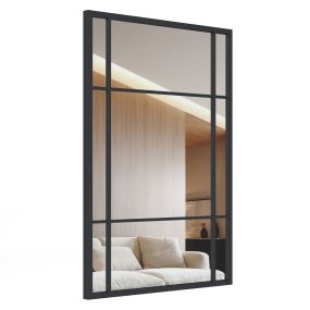 Espejo de pared 100 x 70 cm con marco de metal negro