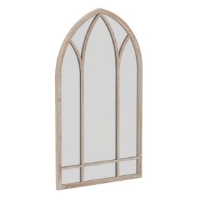 Espejo de pared arqueado estilo granja con marco de metal 83x48 cm