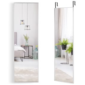 Espejo colgante de pared con marco de aleación de aluminio, cristal irrompible, 120 x 37 cm, plateado