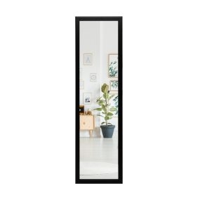 Espejo de cuerpo entero para puerta o pared con ganchos 33 x 119 cm negro