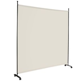 Separador de Ambientes de Panel Único Pantalla de Privacidad Ancha con Ruedas Bloqueables 184 x 30 x 184 cm Blanco