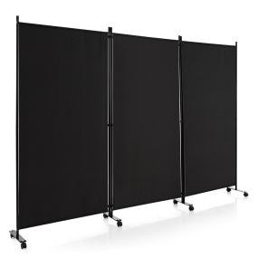 Biombo separador de 3 paneles con ruedas para privacidad 180 cm negro