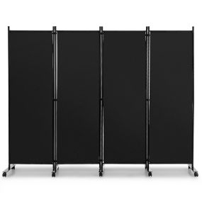 Biombo separador de 4 paneles con ruedas 225 x 30 x 173 cm negro
