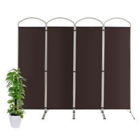 Biombo plegable de 4 paneles de tela marrón 221 x 51 x 188 cm