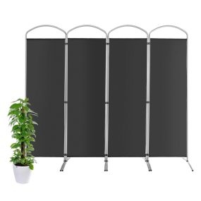 Biombo plegable de 4 paneles de tela gris 221 x 51 x 188 cm para porche oficina y sala de estar