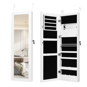Armario joyero con espejo y 12 LED blanco 37 x 8,5 x 120 cm