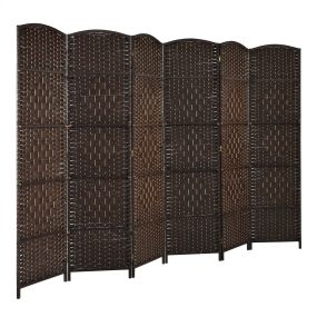 Separador de ambiente plegable de 6 paneles de madera natural 180 cm marrón para oficina o sala de estar