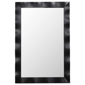 Espejo de pared 106x71,5 cm estilo rústico con marco de madera de caucho maciza negro