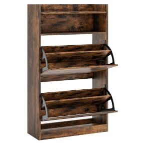 Gabinete para zapatos con 2 cajones abatibles y almacenamiento abierto 60 x 24 x 102 cm marrón
