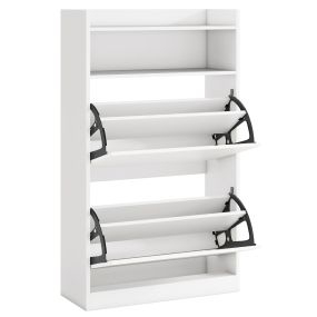 Gabinete para zapatos con 2 cajones abatibles y almacenamiento abierto 60 x 24 x 102 cm blanco