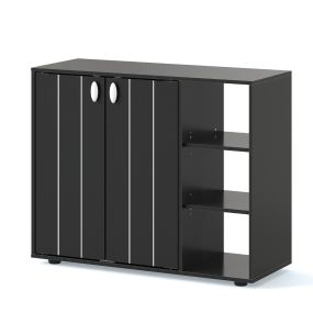 Zapatero con puertas de 3 niveles con estantes ajustables de madera negro