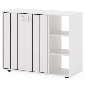 Zapatero de madera blanco con puertas y 3 niveles, estantes ajustables, independiente