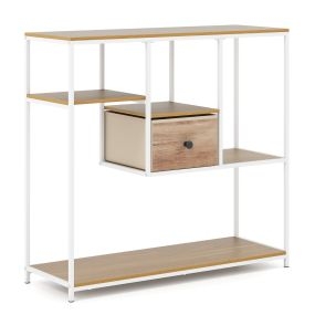 Mesa consola 100 cm con cajón y estantería de 4 niveles estilo industrial natural