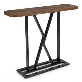 Mesa consola de entrada industrial metálica geométrica 100 cm marrón rústico