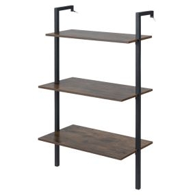 Librería flotante industrial de 3 niveles en forma de escalera negra para baño cocina o salón