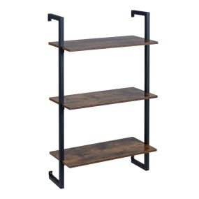 Estante flotante de 3 niveles para pared marrón rústico para cocina salón oficina y baño