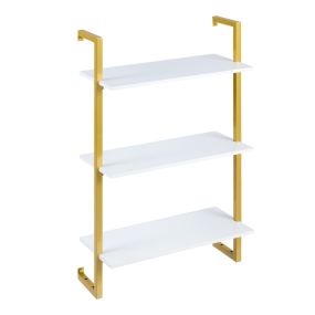 Estante flotante de 3 niveles para pared, cocina, café, salón, oficina y baño, blanco