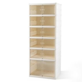 Cajas transparentes para zapatos 12 organizadores apilables con puertas plástico plegable 45x35x117cm