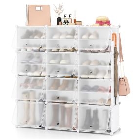 Organizador portátil de zapatos de 12 cubos y 24 niveles 124 x 32 x 125 cm blanco
