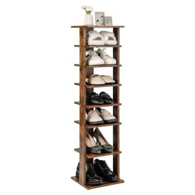 Estante vertical para zapatos de 7 niveles, 110 cm, estrecho, marrón