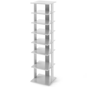 Estante vertical para zapatos de 7 niveles con anti vuelco gris 28,5 x 25,5 x 110 cm