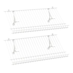 Juego de 2 estantes de pared flotantes de malla metálica resistentes blancos
