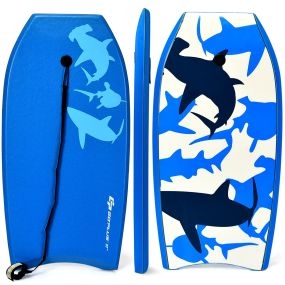 Tabla de bodyboard de natación 104 x 52 x 6 cm azul con correa de seguridad