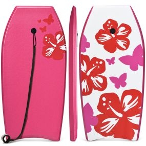Bodyboard con núcleo de EPS, superficie XPE, base HDPE, correa de muñeca, rosa, 104 x 51 cm