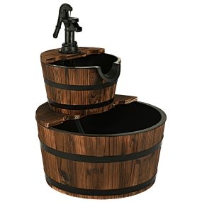 Fuente rústica de 2 niveles para jardín y patio 44,5 x 44,5 x 61 cm
