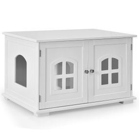 Arenero para gatos casita mesita de noche blanco 81 x 53 x 49 cm