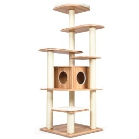 Árbol para gatos para escalar 176 cm multinivel con casita, rascador, plataformas y cuerdas de sisal