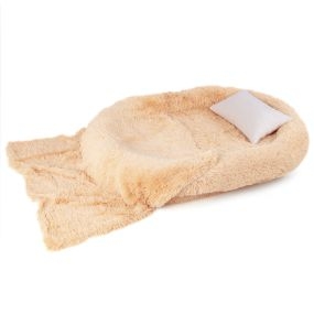Cama para siesta lavable de piel sintética marrón 171 x 115 x 25 cm para mascotas y adultos