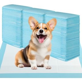 Almohadillas para orina de perros 150 unidades 76 x 76 cm impermeables 6 capas ultra absorbentes azul y blanco