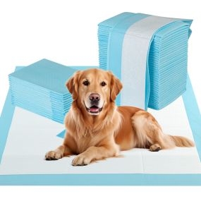 Almohadillas para orina de perros 100 unidades 90 x 90 cm impermeables 6 capas ultra absorbentes azul y blanco